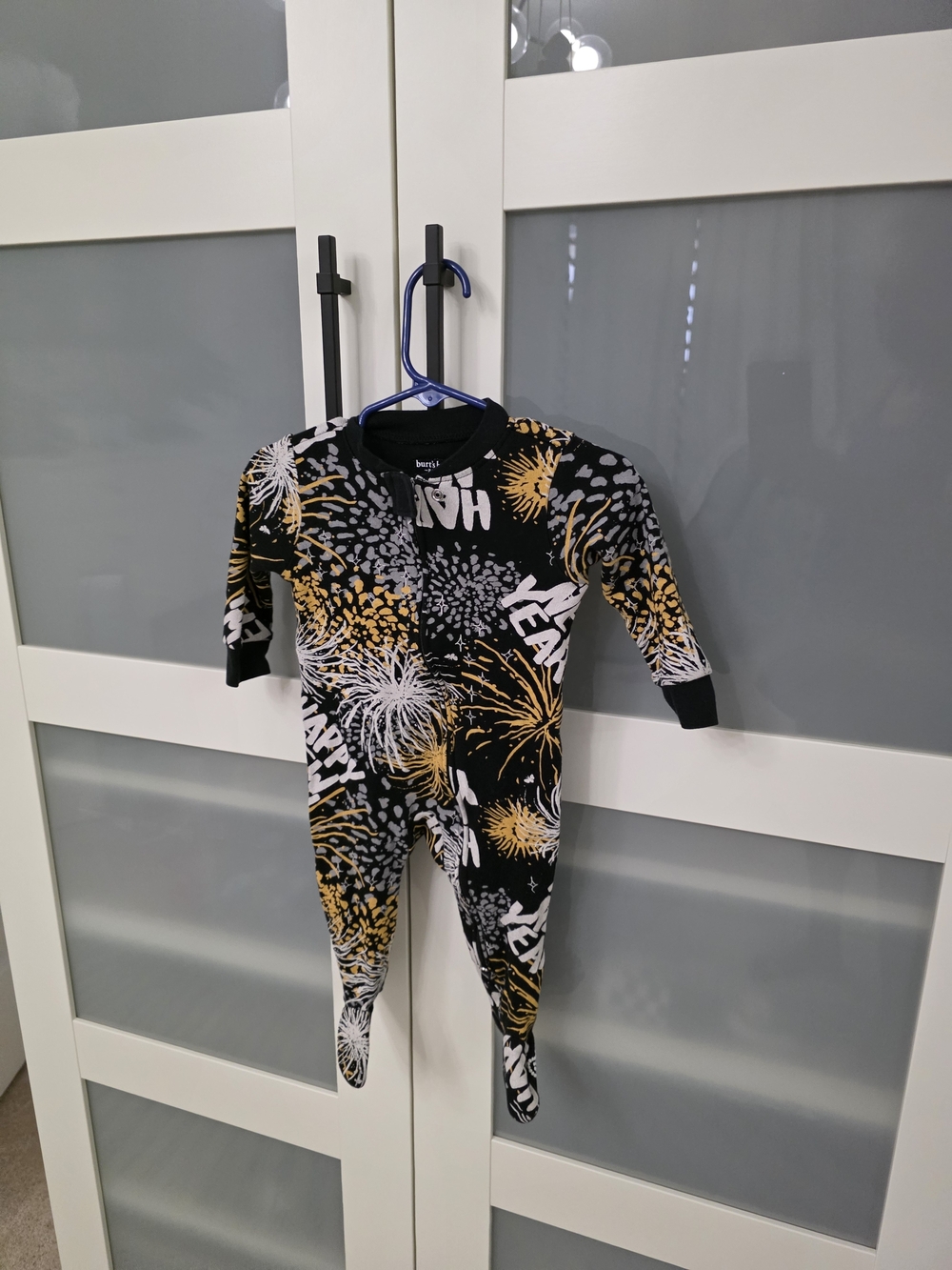 Burt's Bees Baby One-Piece Footed Pajamas - Happy New Year Print.